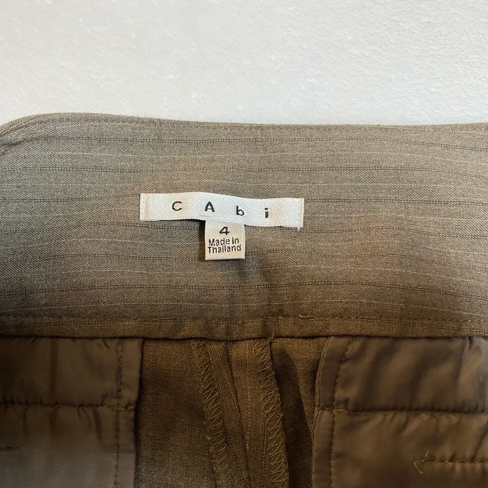 Cabi‎ Dress Pants Pin Stripe Brown Straight Wide Leg Career Trouser Size 4